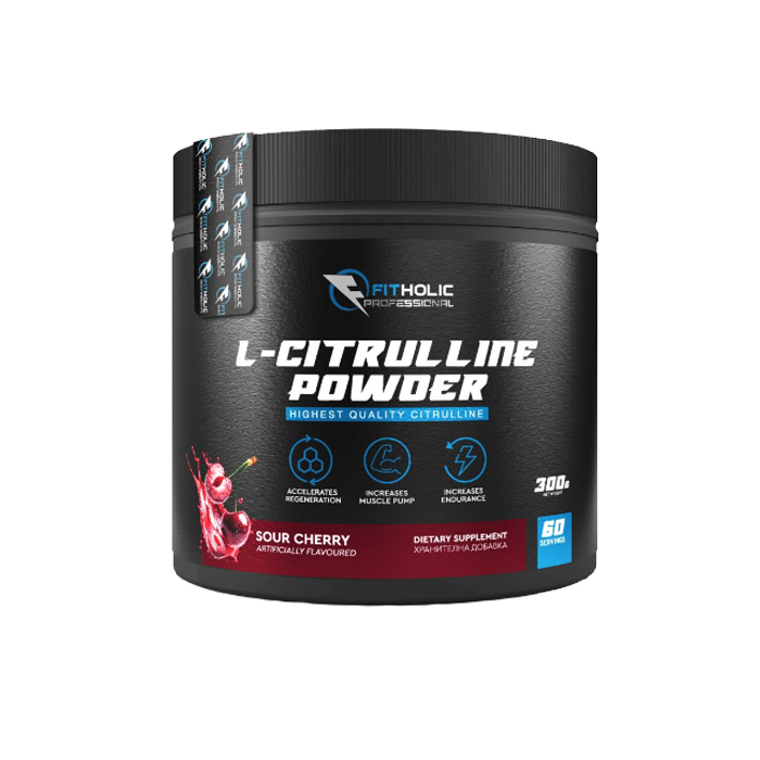 citrulline-powder-cherry Fitholic Professional Citrulline Powder 300 g - Image 1