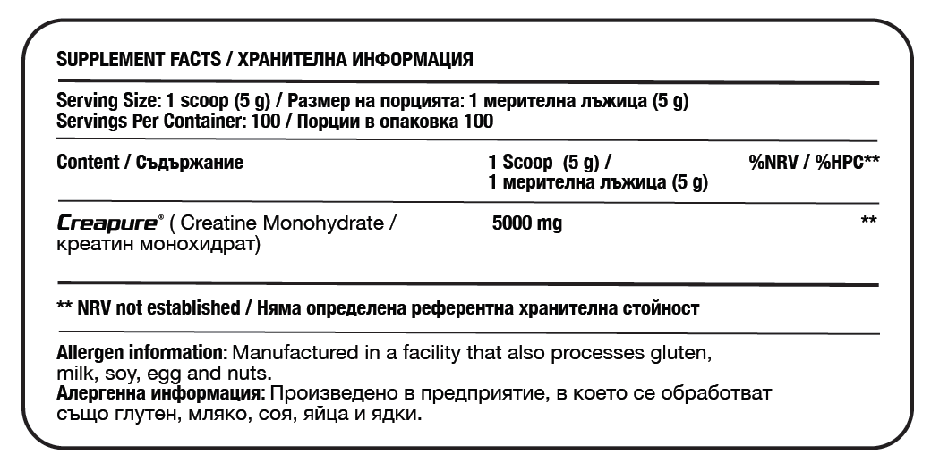 Fitholic Professional Creapure® Creatine Monohydrate 500 грама / 100 дози - Image 2
