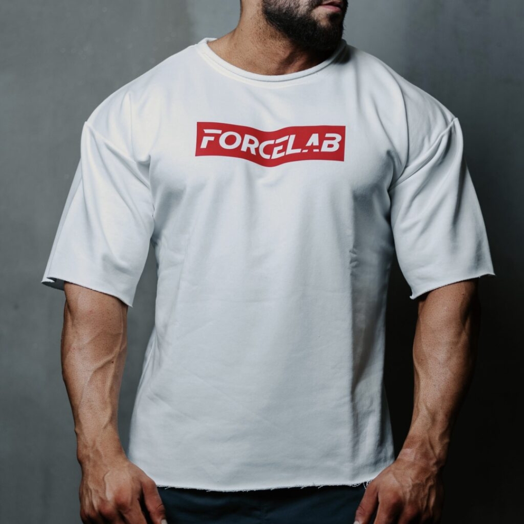 Бяла тениска с червено лого Forcelab - Image 2
