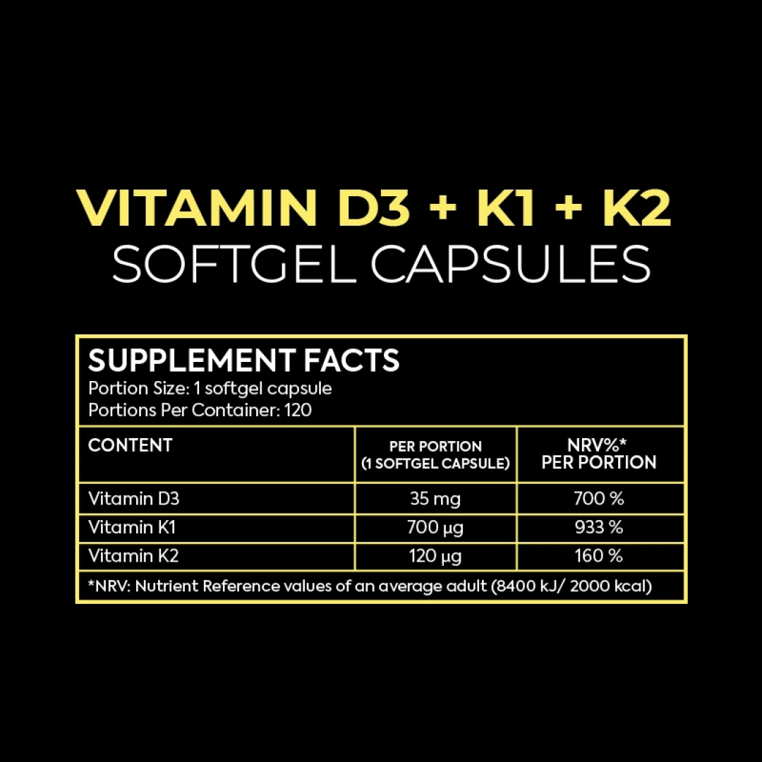 Vitamin D3 + K1 + K2 – 120 softgel капсули - Image 2
